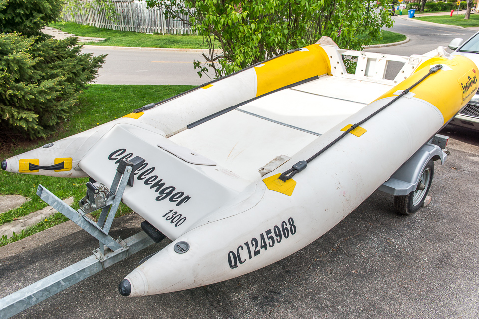 My Superduxx inflatable boat on its trailer