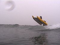 These power inflatables like the Challenger can handle heavy surf and can seem more like an airplane than a boat